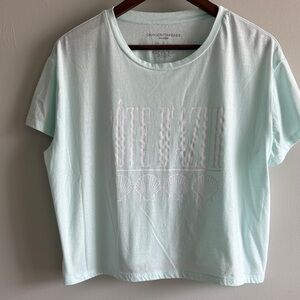 Coastal Côte d’Azur Graphic Crop Tee Mint Green Beachy Top L